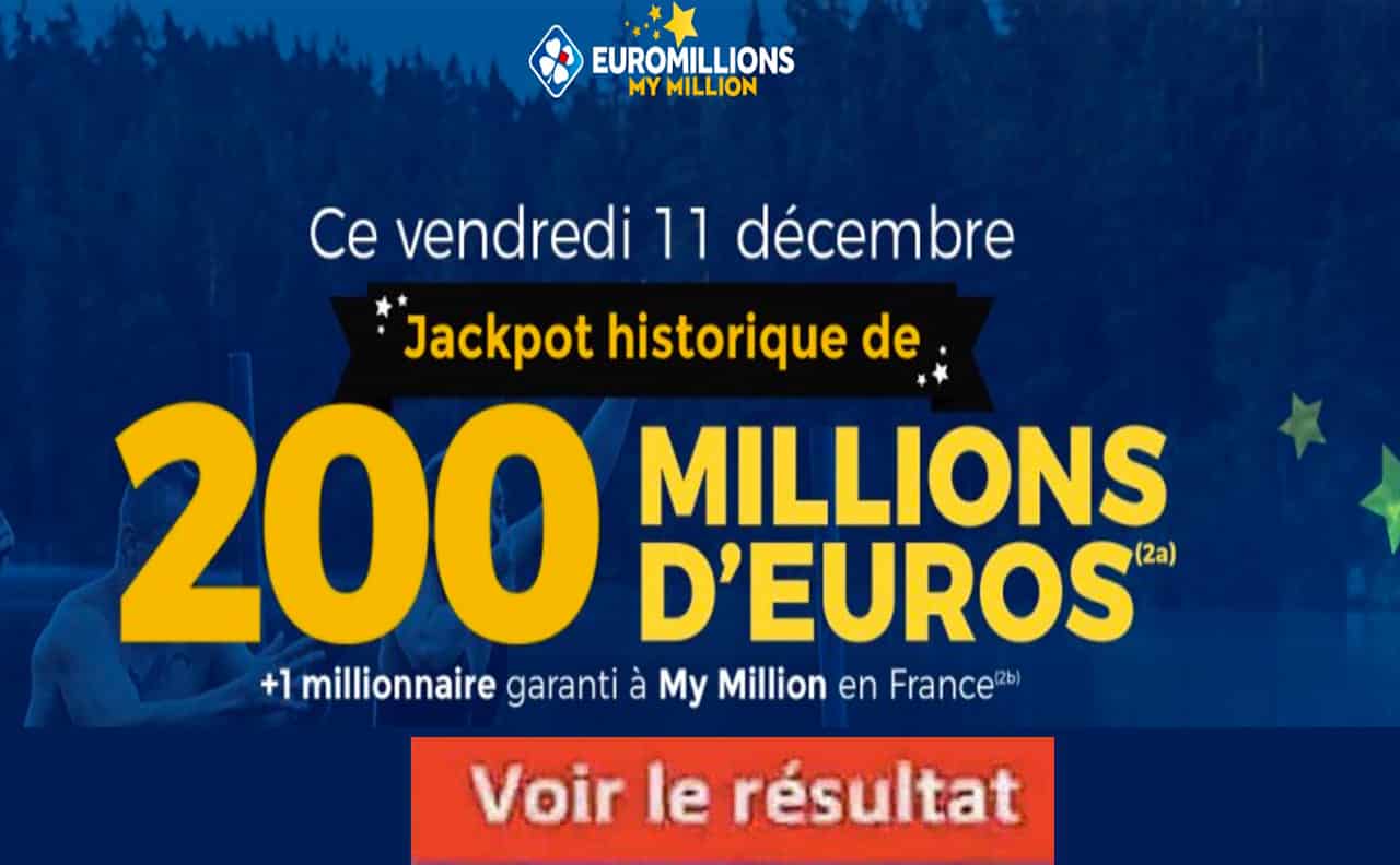 Résultat Euromillion 11 decembre 2020 mega jackpot et gains