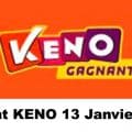 Resultat KENO 13 Janvier 2021 tirage midi et soir