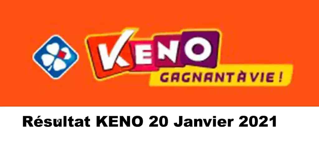 Resultat KENO 20 Janvier 2021 tirage midi et soir