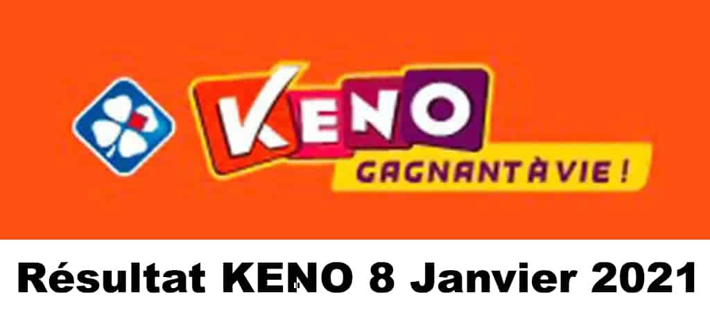 Resultat KENO 8 Janvier 2021 tirage midi et soir