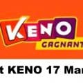 Resultat KENO 17 Mars 2021 tirage midi et soir