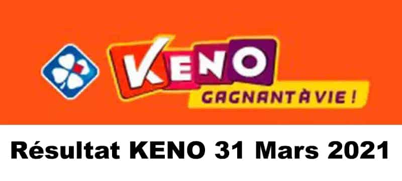 Résultat KENO 31 Mars 2021 tirage midi et soir