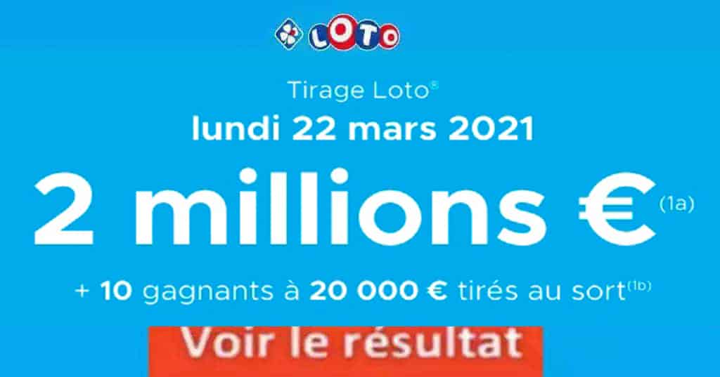 Résultat LOTO 22 mars 2021 tirage FDJ Joker+ et codes loto gagnants [En