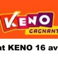Résultat KENO 16 avril 2021 tirage midi et soir