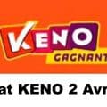 Resultat KENO 2 Avril 2021 tirage midi et soir