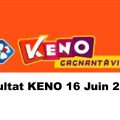 Resultat KENO 16 Juin 2021 tirage midi et soir