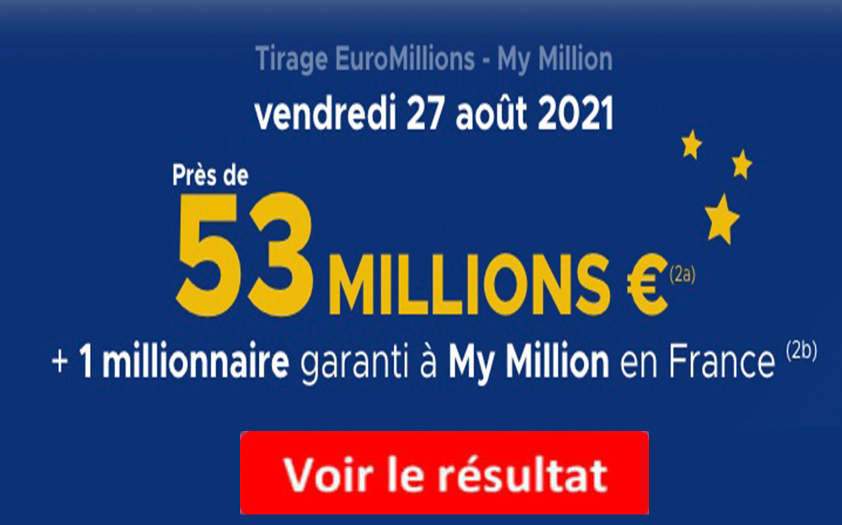 Resultat Euromillions 27 aout 2021