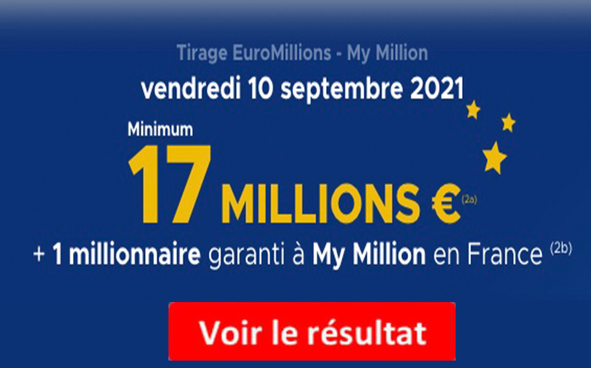 Resultat Euromillions 10 septembre 2021