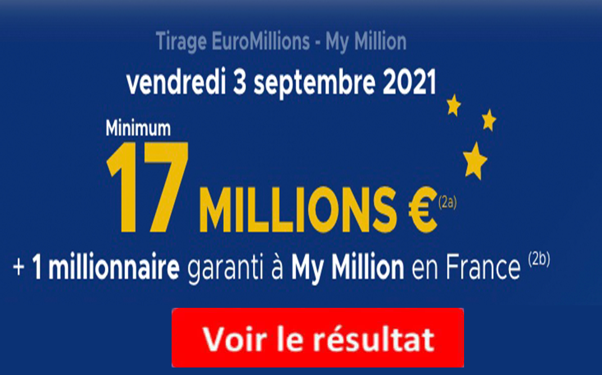 Resultat Euromillions 3 septembre 2021