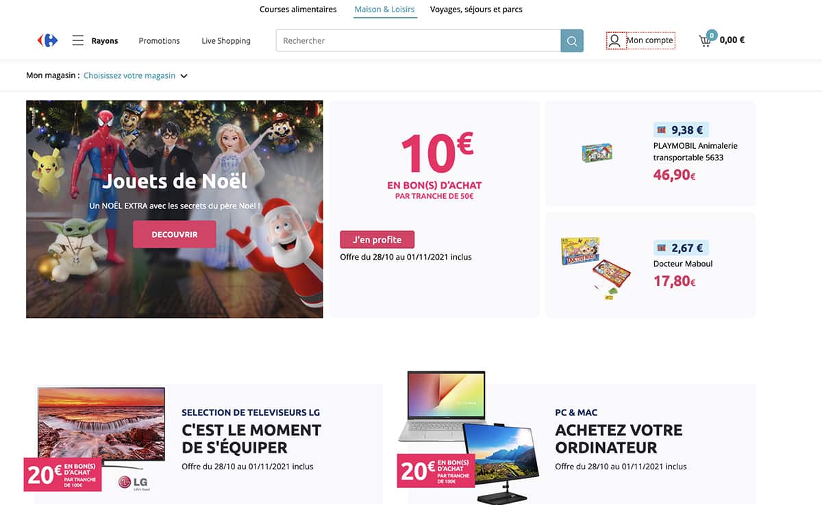 Carrefour bon d'achat avec un remboursement Cashback disponible ici
