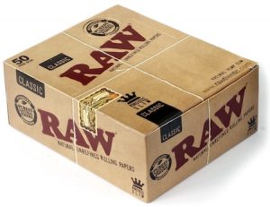 Raw King Size Slim Boite de 50 Carnets de Feuilles à Rouler