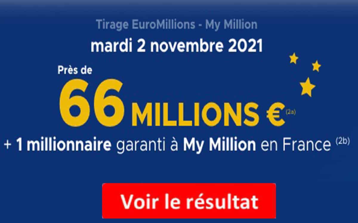 Resultat Euromillions 2 novembre 2021