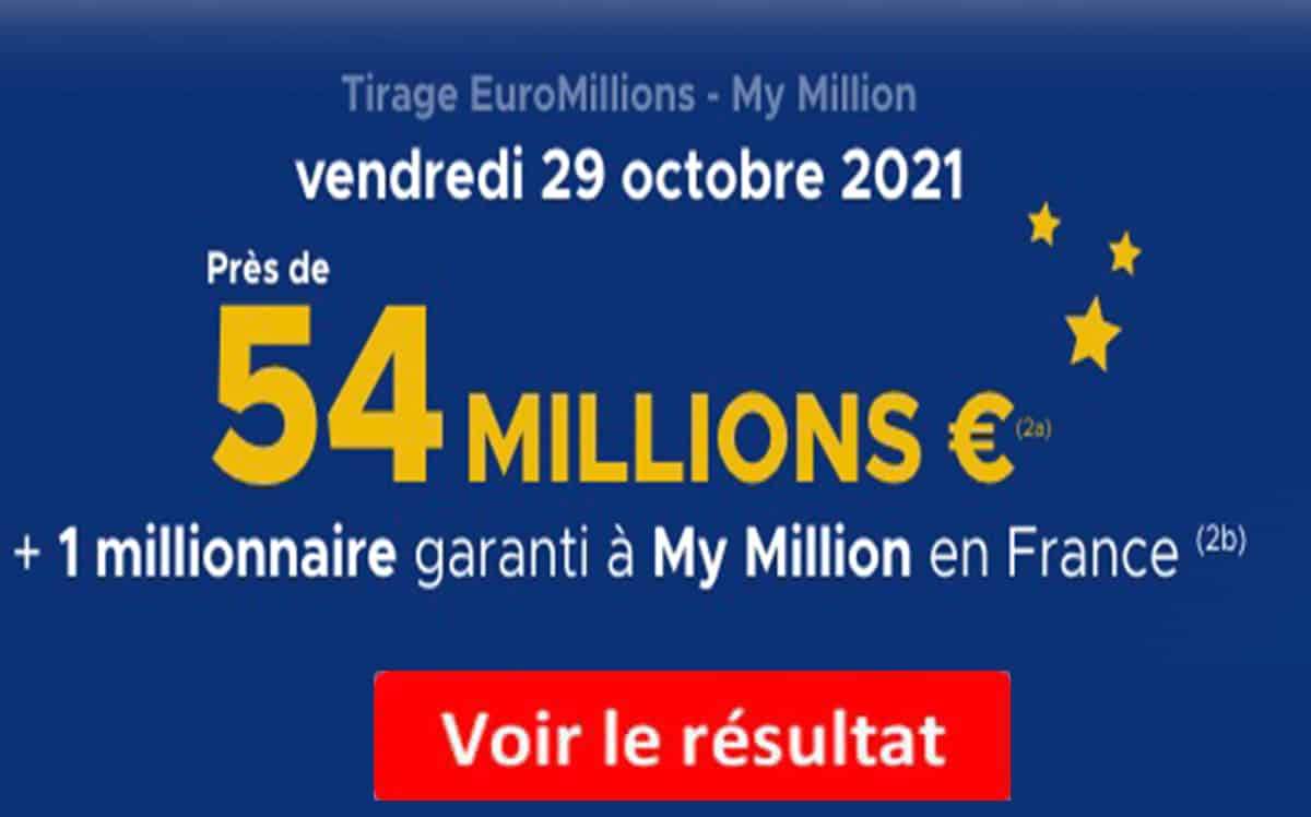 Resultat Euromillions 29 octobre 2021
