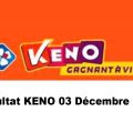 resultat KENO 3 décembre 2021 tirage midi et soir