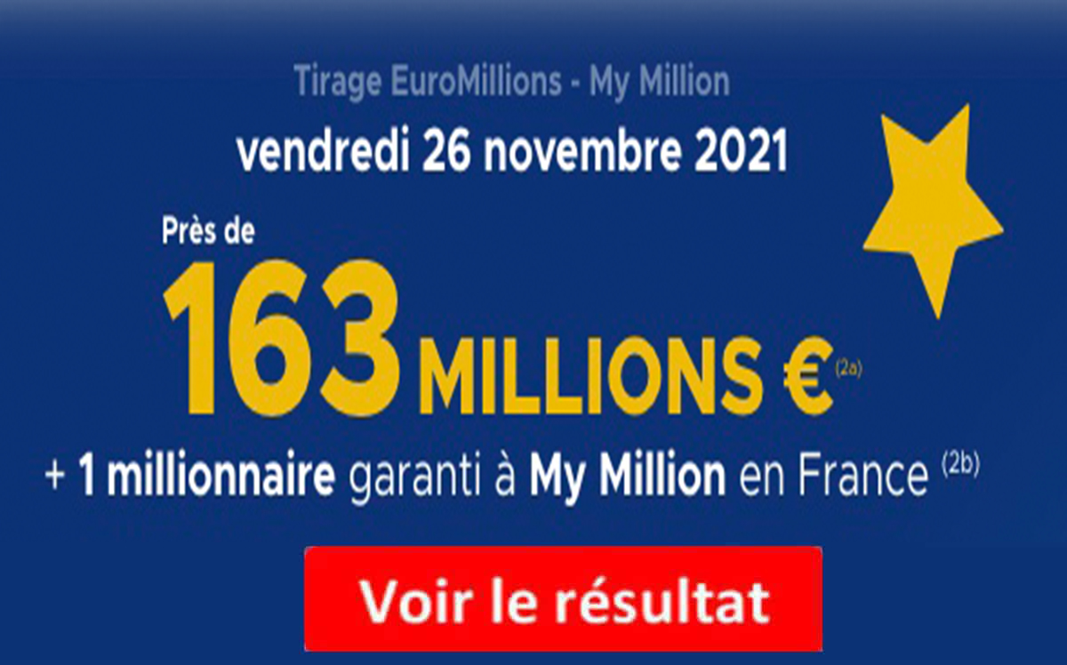 Resultat Euromillions 26 novembre 2021