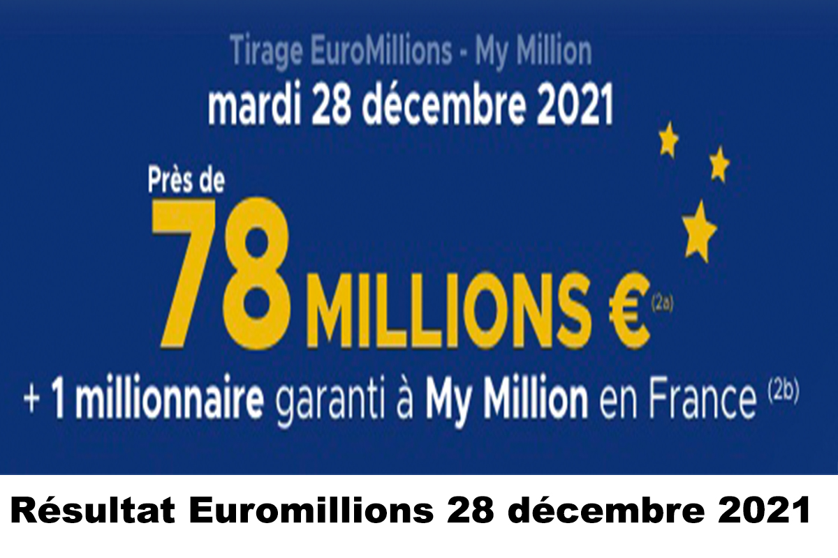 Resultat Euromillion 28 décembre 2021