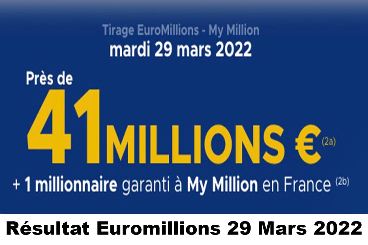 Resultat Euromillion 29 mars 2022