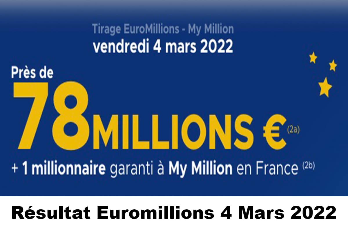 Resultat Euromillion 4 mars 2022