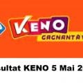 Resultat KENO 5 mai 2022 tirage midi et soir