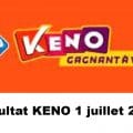 Resultat KENO 1 juillet 2022 tirage midi et soir