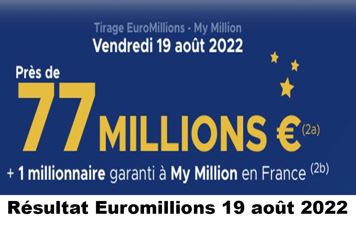 Resultat Euromillion 19 aout 2022