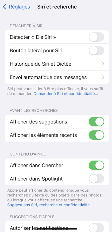 recherche selection spotlight