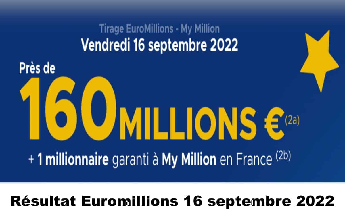 Resultat Euromillion 16 septembre 2022