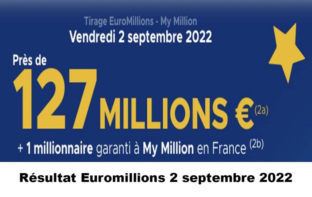 Résultat Euromillions 2 septembre 2022 tirage FDJ Midi et Soir
