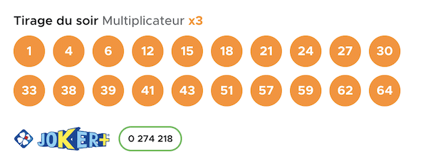 Resultat KENO 7 Janvier 2022 tirage soir