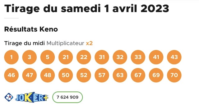 resultat keno 1 avril 2023 tirage midi 1