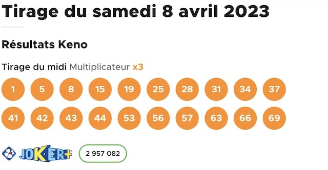 resultat keno 8 avril 2022 tirage midi