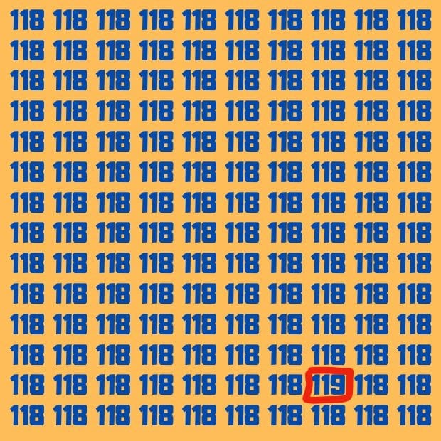 solution trouver le chiffre 119 parmi les 118
